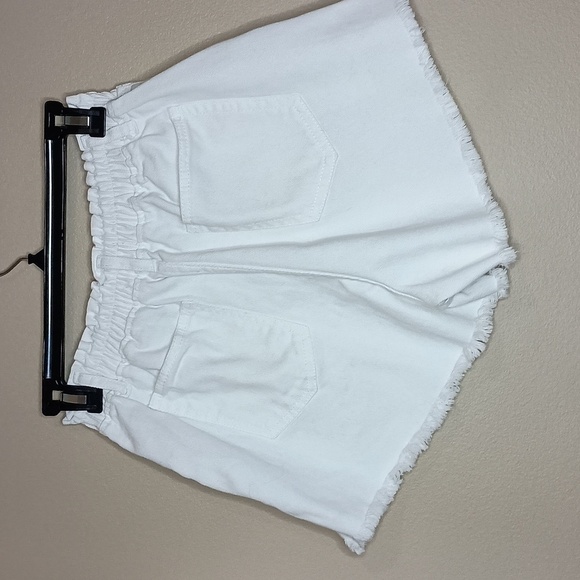 Love Tree White Denim Frayed Hem Shorts - Picture 2 of 4
